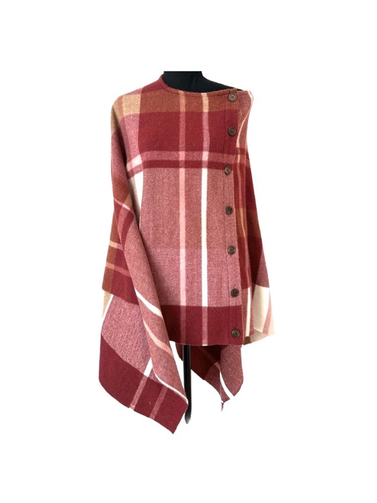 Simply Noelle Jackets & Blazers - SIMPLY NOELLE ~ Women’s Red/White/Pink plaid button up cape scarf OS